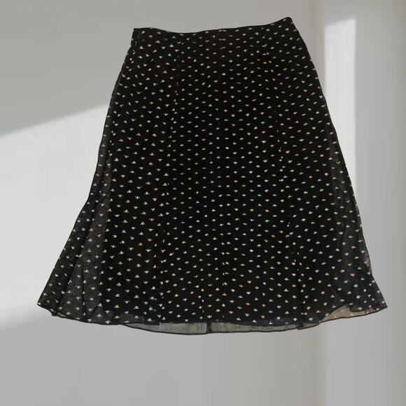 Moa Moa Black Sheer Midi Skirt – Pastel Mini Floral Print - Picture 1 of 4